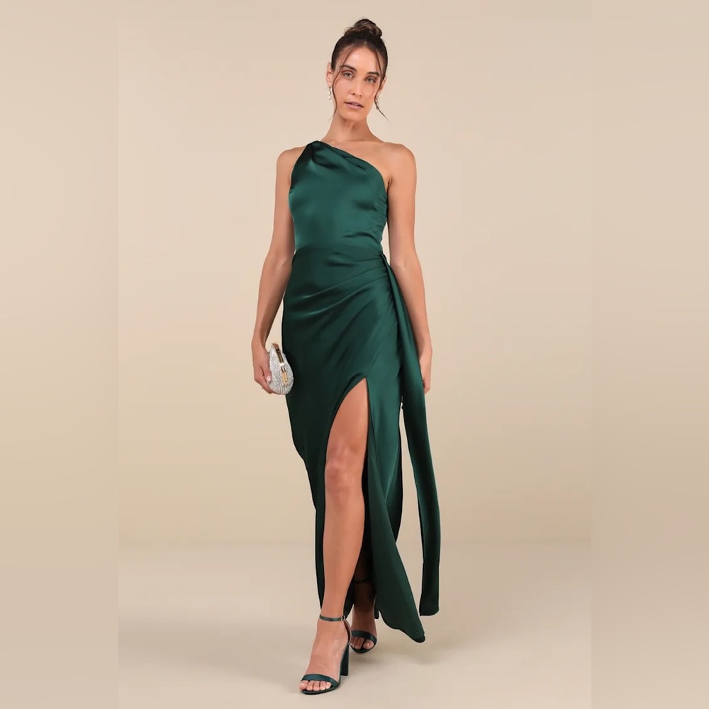 Satin One-Shoulder Maxi Dress